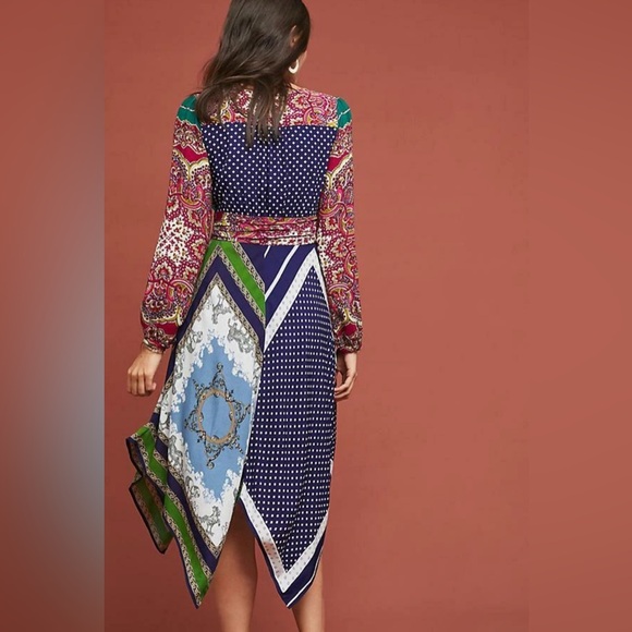 Anthropologie Moulinette Soeurs Patchwork Print Wrap Dress Size 8 (EU 40) - Picture 9 of 9